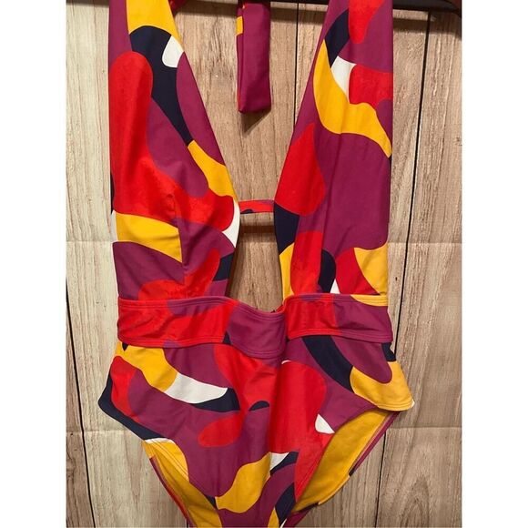 Adore Me XL Brinlee Contour one piece swimsuit red purple yellow sexy - Picture 3 of 9